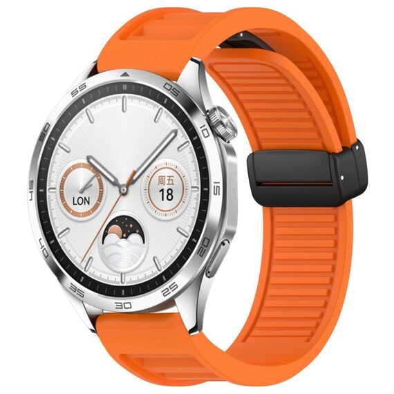 Per Huawei Watch GT4 46mm 22mm cinturino in silicone con fibbia magnetica pieghevole (arancione)
