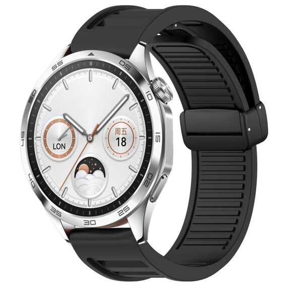 Per Huawei Watch GT4 46mm 22mm Cinturino in silicone con fibbia magnetica pieghevole (nero)
