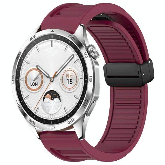 Per Huawei Watch GT4 46mm 22mm cinturino in silicone con fibbia magnetica pieghevole (vino rosso)