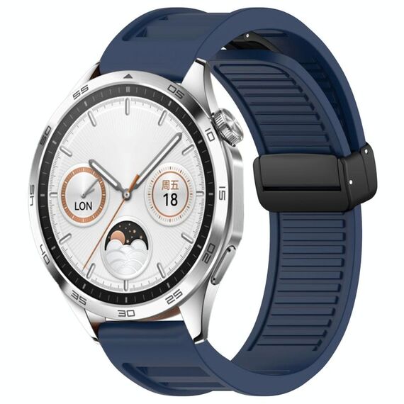 Per Huawei Watch GT4 46mm 22mm cinturino in silicone con fibbia magnetica pieghevole (blu notte)