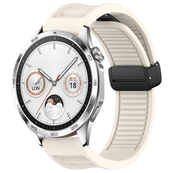 Per Huawei Watch GT4 46mm 22mm cinturino in silicone con fibbia magnetica pieghevole (Starlight)