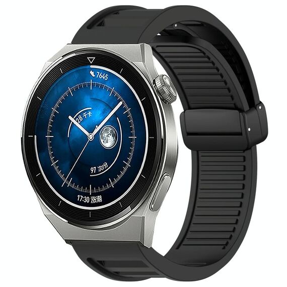 Per Huawei Watch GT3 Pro 46mm 22mm cinturino in silicone con fibbia magnetica pieghevole (nero)