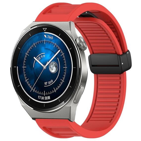 Per Huawei Watch GT3 Pro 46mm 22mm cinturino in silicone con fibbia magnetica pieghevole (rosso)