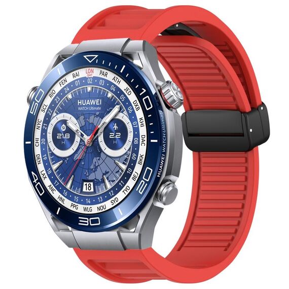 Per Huawei Watch Ultimate cinturino in silicone con fibbia magnetica pieghevole da 22 mm (rosso)
