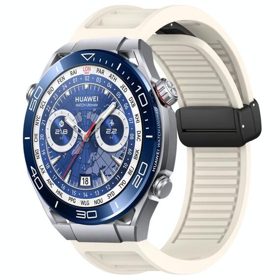Per Huawei Watch Ultimate cinturino in silicone con fibbia magnetica pieghevole da 22 mm (Starlight)