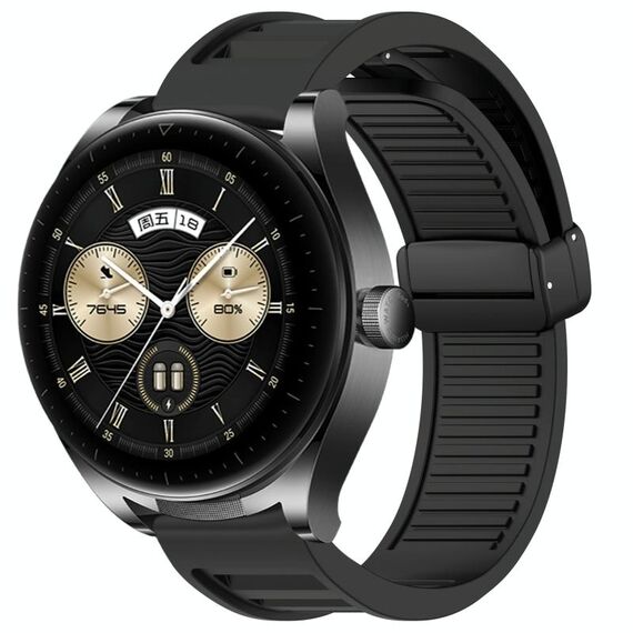 Per Huawei Watch Buds 22mm Cinturino in silicone con fibbia magnetica pieghevole (nero)