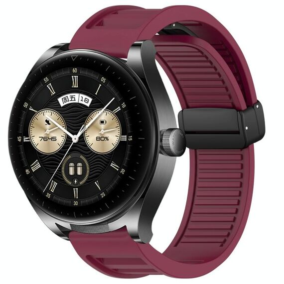 Per Huawei Watch Buds cinturino in silicone con fibbia magnetica pieghevole da 22 mm (vino rosso)