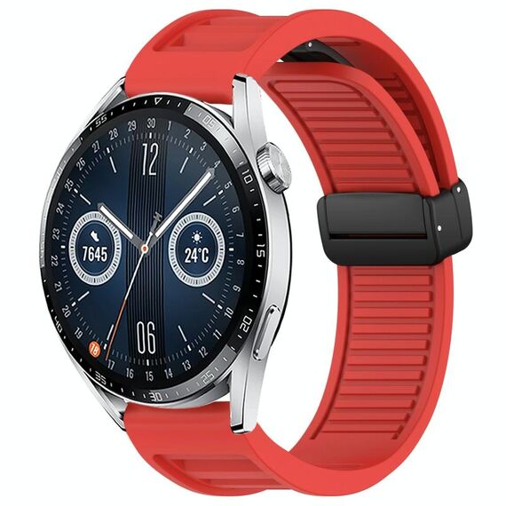 Per Huawei Watch GT3 46mm 22mm cinturino in silicone con fibbia magnetica pieghevole (rosso)