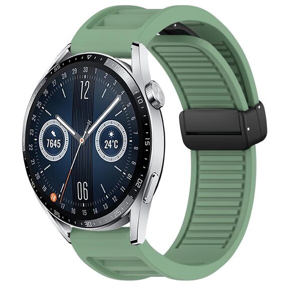 Per Huawei Watch GT3 46mm 22mm cinturino in silicone con fibbia magnetica pieghevole (verde)