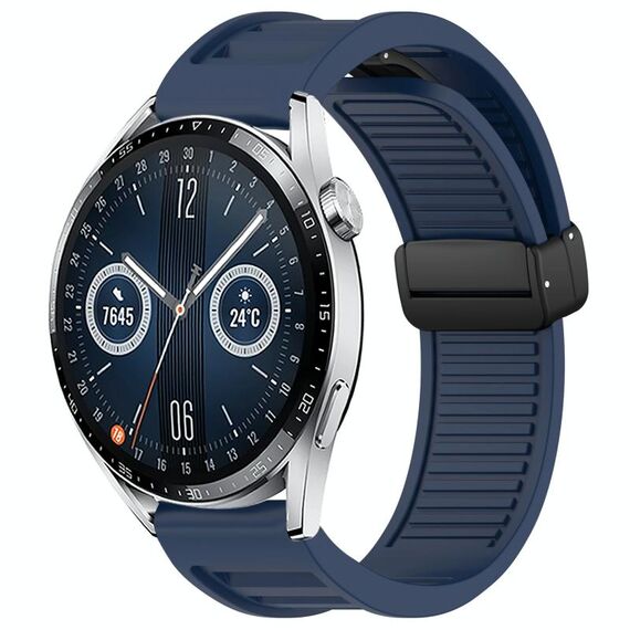 Per Huawei Watch GT3 46mm 22mm cinturino in silicone con fibbia magnetica pieghevole (blu notte)