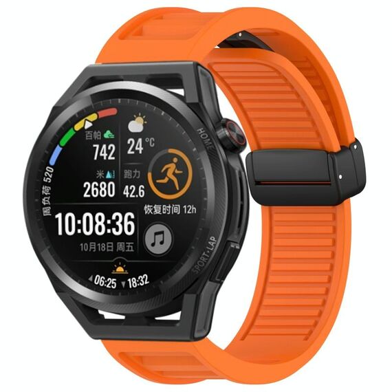 Per Huawei Watch GT Runner cinturino in silicone con fibbia magnetica pieghevole da 22 mm (arancione)