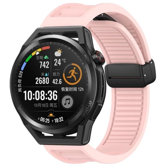 Per Huawei Watch GT Runner cinturino in silicone pieghevole con fibbia magnetica da 22 mm (rosa)