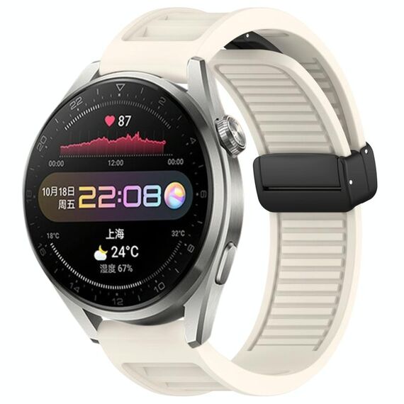 Per Huawei Watch 3 Pro Cinturino in silicone con fibbia magnetica pieghevole da 22 mm (Starlight)