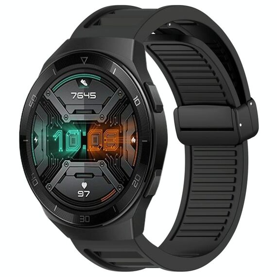 Per Huawei Watch GT 2E 22mm Cinturino in silicone con fibbia magnetica pieghevole (nero)