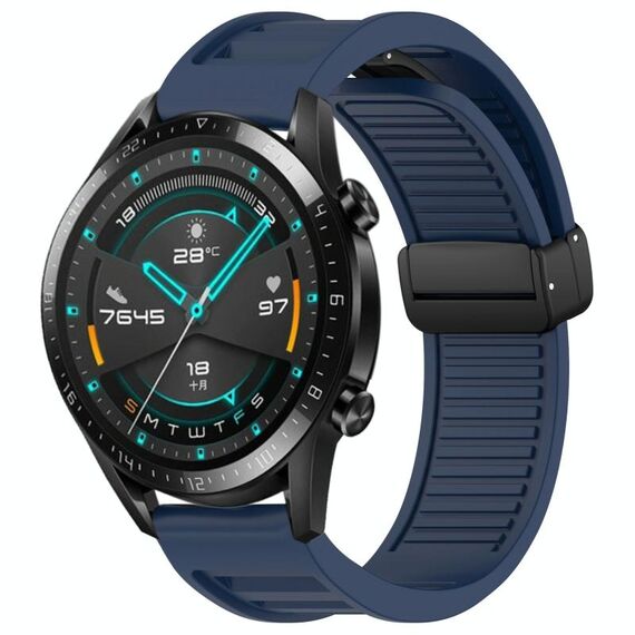 Per Huawei GT2 46mm 22mm cinturino in silicone con fibbia magnetica pieghevole (blu notte)