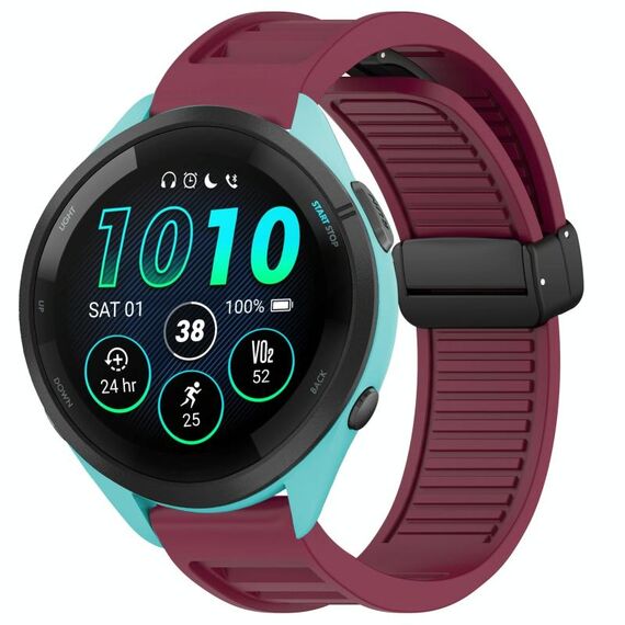 Per cinturino in silicone con fibbia magnetica pieghevole Garmin Forerunner 265 da 22 mm (vino rosso)