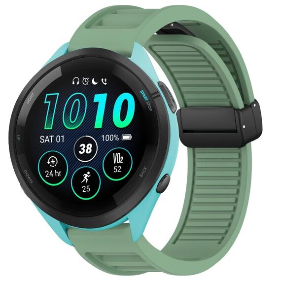 Per cinturino in silicone con fibbia magnetica pieghevole Garmin Forerunner 265 da 22 mm (verde)