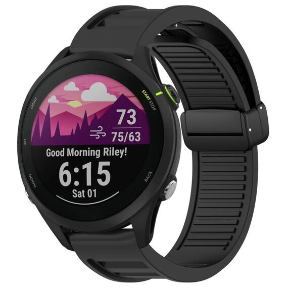 Per cinturino in silicone con fibbia magnetica pieghevole Garmin Forerunner 255 da 22 mm (nero)