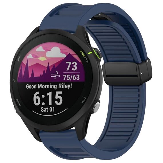Per Garmin Forerunner 255 Music 22mm Cinturino in silicone con fibbia magnetica pieghevole (blu notte)