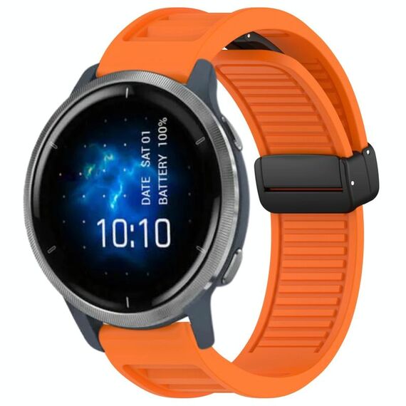 Per cinturino in silicone con fibbia magnetica pieghevole Garmin Venu 2 da 22 mm (arancione)