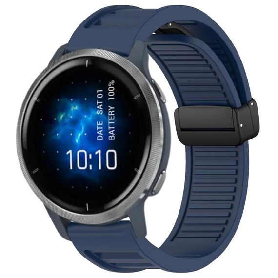 Per cinturino in silicone pieghevole con fibbia magnetica Garmin Venu 2 da 22 mm (blu notte)