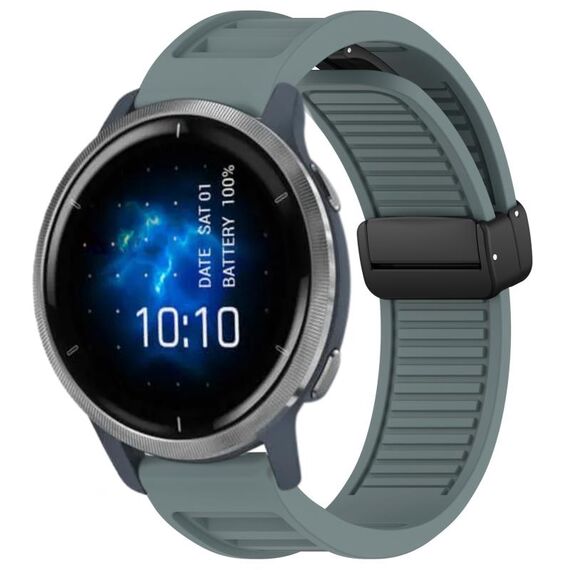 Per cinturino in silicone pieghevole con fibbia magnetica Garmin Venu 2 da 22 mm (ciano roccia)