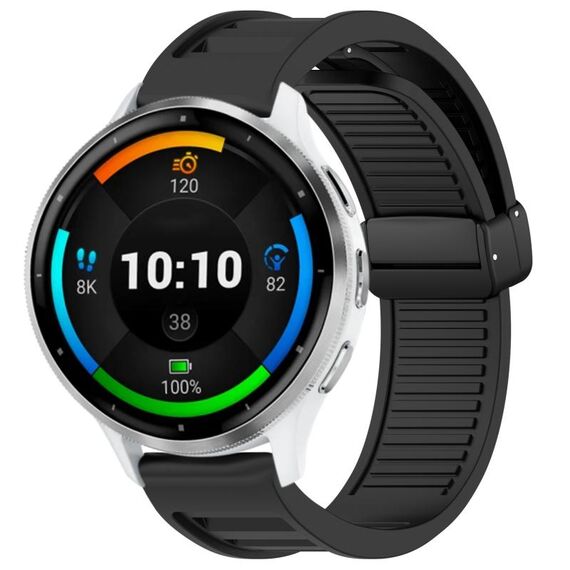 Per cinturino in silicone con fibbia magnetica pieghevole Garmin Venu 3 da 22 mm (nero)