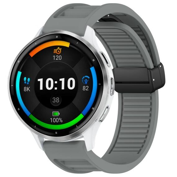 Per Garmin Venu 3 22mm cinturino in silicone con fibbia magnetica pieghevole (grigio)