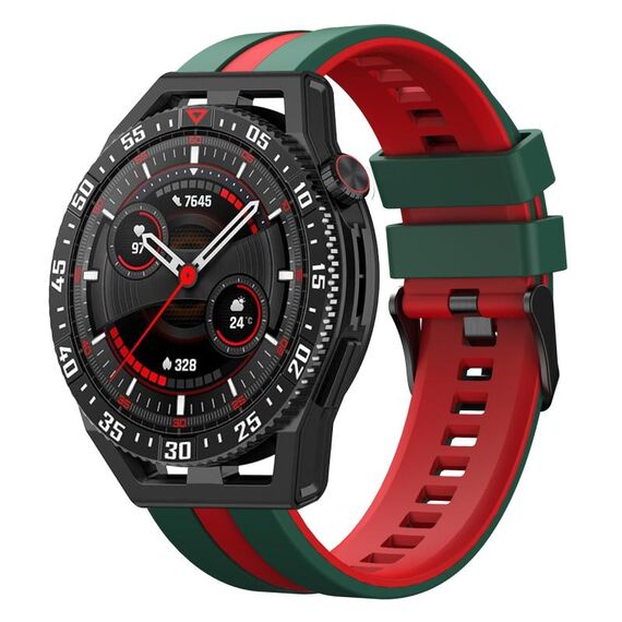 Per Huawei Watch GT3 SE 22mm cinturino sportivo in silicone bicolore (verde + rosso)