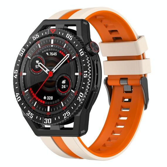 Per Huawei Watch GT3 SE 22mm cinturino sportivo in silicone bicolore (Starlight + arancione)