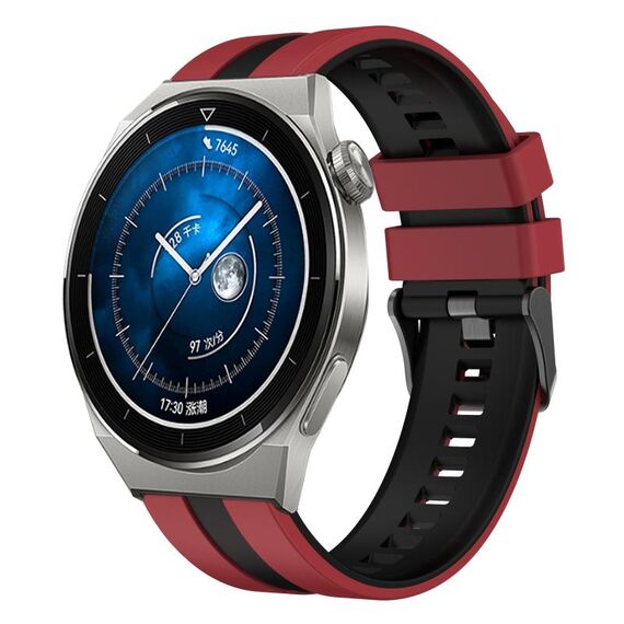Per Huawei Watch GT3 Pro 46mm 22mm cinturino sportivo in silicone bicolore (rosso + nero)