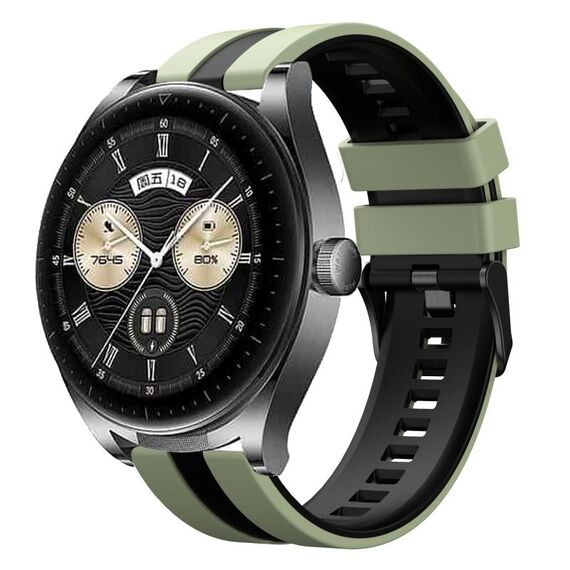 Per Huawei Watch Buds cinturino sportivo in silicone bicolore da 22 mm (verde chiaro + nero)