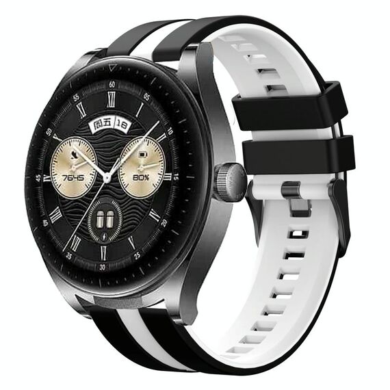 Per Huawei Watch Buds 22mm Cinturino sportivo in silicone bicolore (nero+bianco)
