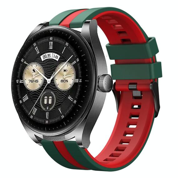 Per Huawei Watch Buds 22mm cinturino sportivo in silicone bicolore (verde + rosso)