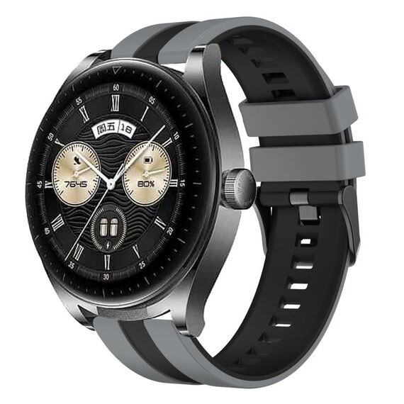 Per Huawei Watch Buds 22mm cinturino sportivo in silicone bicolore (grigio + nero)