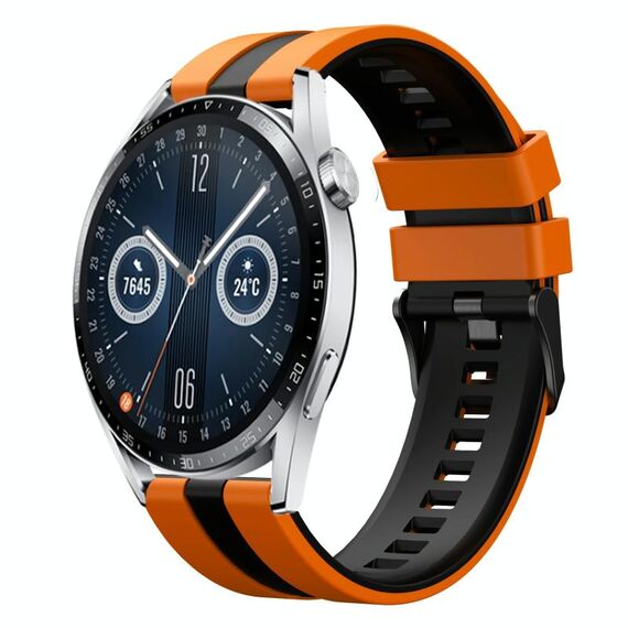Per Huawei Watch GT3 46mm 22mm cinturino sportivo in silicone bicolore (arancione + nero)