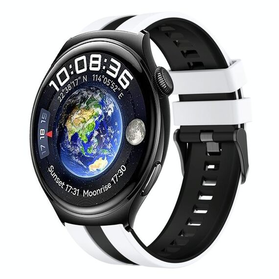 Per Huawei Watch 4 22mm cinturino sportivo in silicone bicolore (bianco + nero)