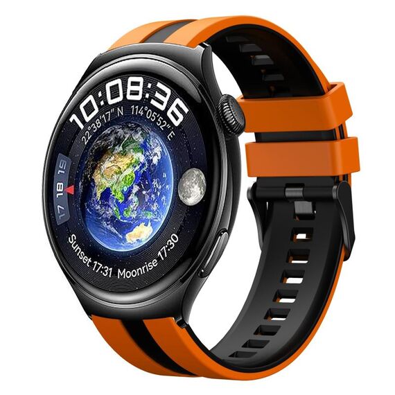 Per Huawei Watch 4 22mm cinturino sportivo in silicone bicolore (arancione + nero)
