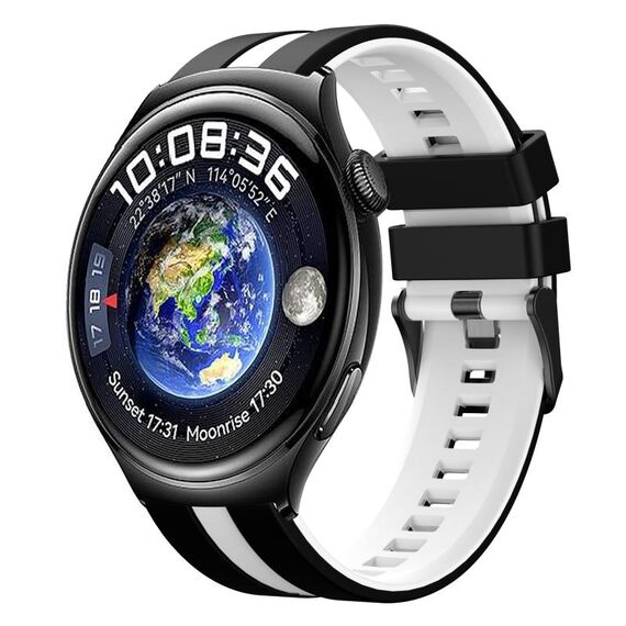 Per Huawei Watch 4 22mm cinturino sportivo in silicone bicolore (nero + bianco)