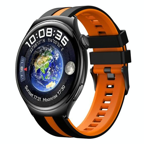 Per Huawei Watch 4 22mm cinturino sportivo in silicone bicolore (nero + arancione)