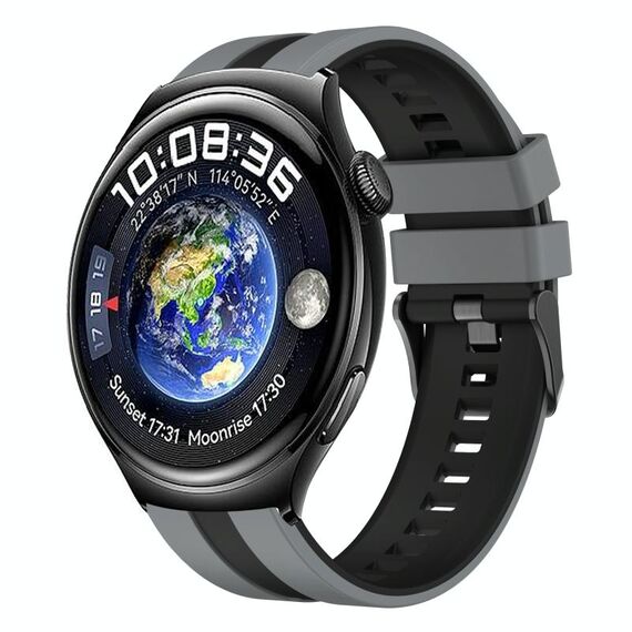 Per Huawei Watch 4 22mm cinturino sportivo in silicone bicolore (grigio + nero)