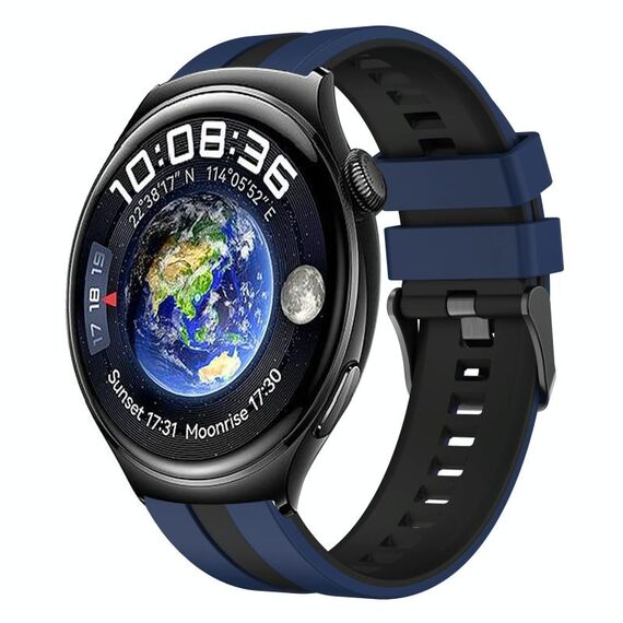 Per Huawei Watch 4 22mm cinturino sportivo in silicone bicolore (blu + nero)