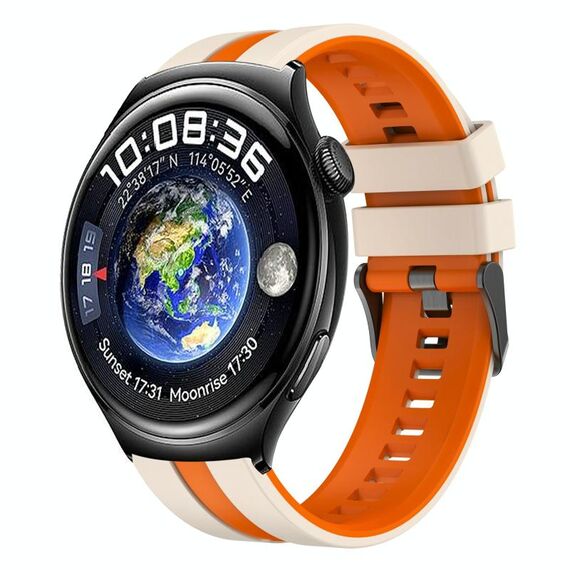 Per Huawei Watch 4 22mm cinturino sportivo in silicone bicolore (Starlight + arancione)
