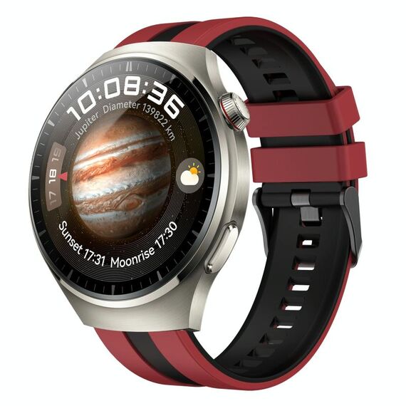 Per Huawei Watch 4 Pro 22mm cinturino sportivo in silicone bicolore (rosso + nero)