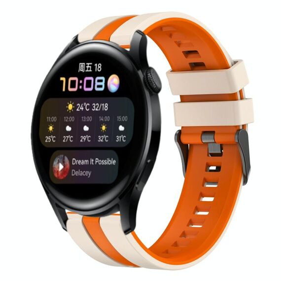Per Huawei Watch 3 22mm cinturino sportivo in silicone bicolore (Starlight + arancione)