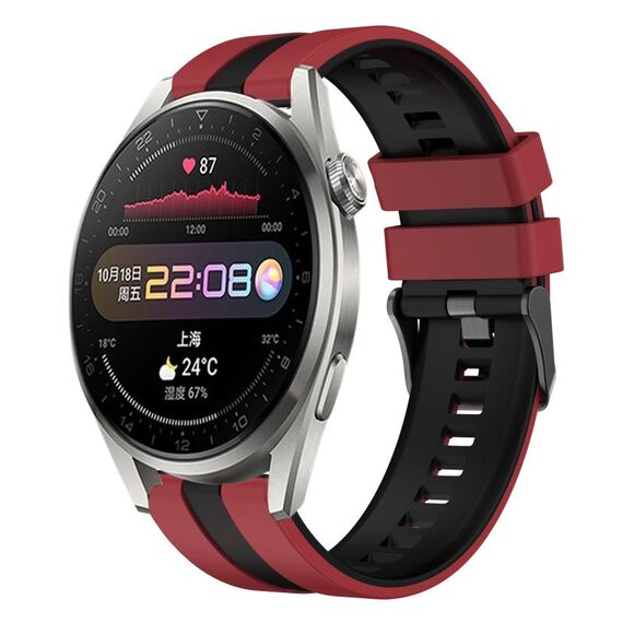 Per Huawei Watch 3 Pro 22mm cinturino sportivo in silicone bicolore (rosso + nero)