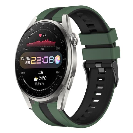 Per Huawei Watch 3 Pro 22mm cinturino sportivo in silicone bicolore (verde oliva + nero)