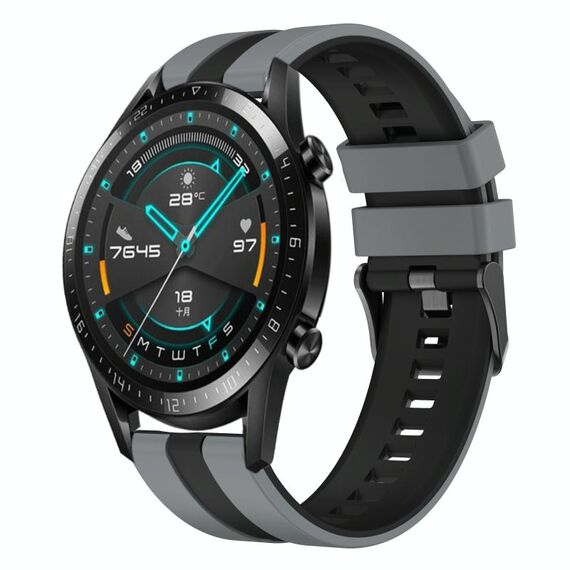 Per Huawei GT2 46mm 22mm cinturino sportivo in silicone bicolore (grigio + nero)