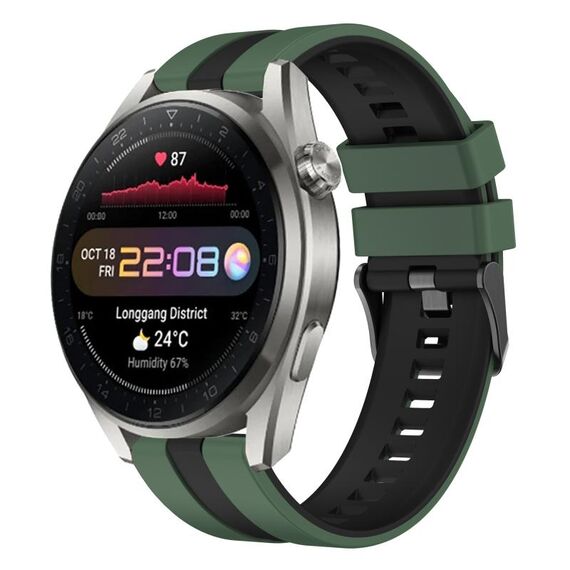 Per Huawei Watch 3 Pro Nuovo cinturino sportivo in silicone bicolore da 22 mm (verde oliva + nero)