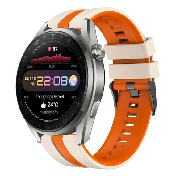 Per Huawei Watch 3 Pro Nuovo cinturino sportivo in silicone bicolore da 22 mm (Starlight + Arancione)